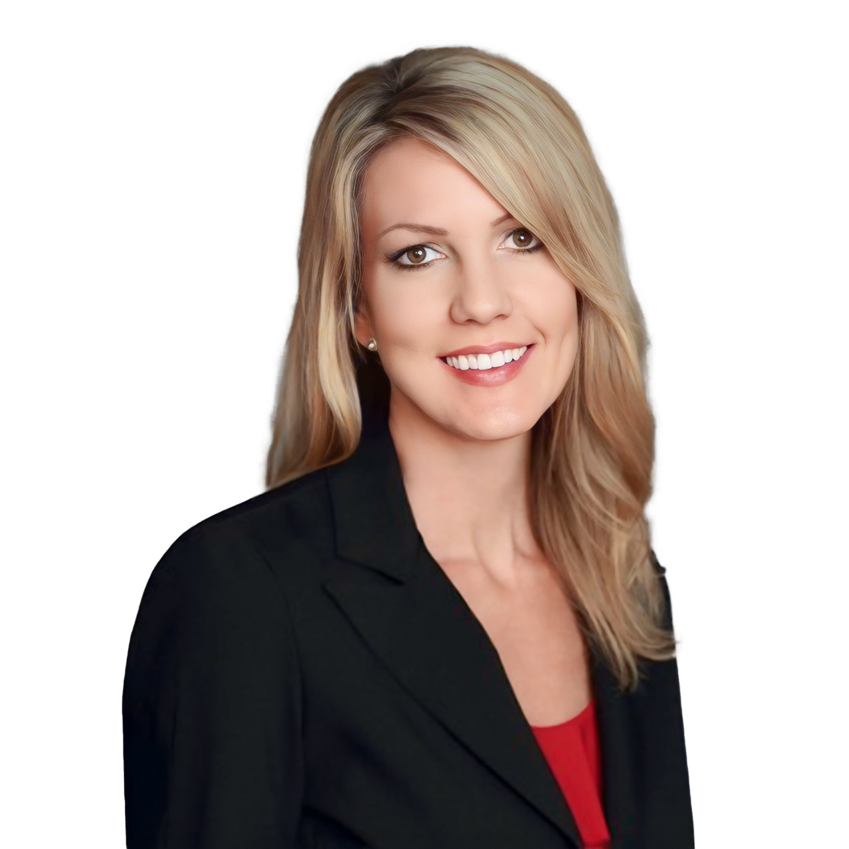 Professional businessman in a black suit, white shirt, and black tie smiling and posing confidently.